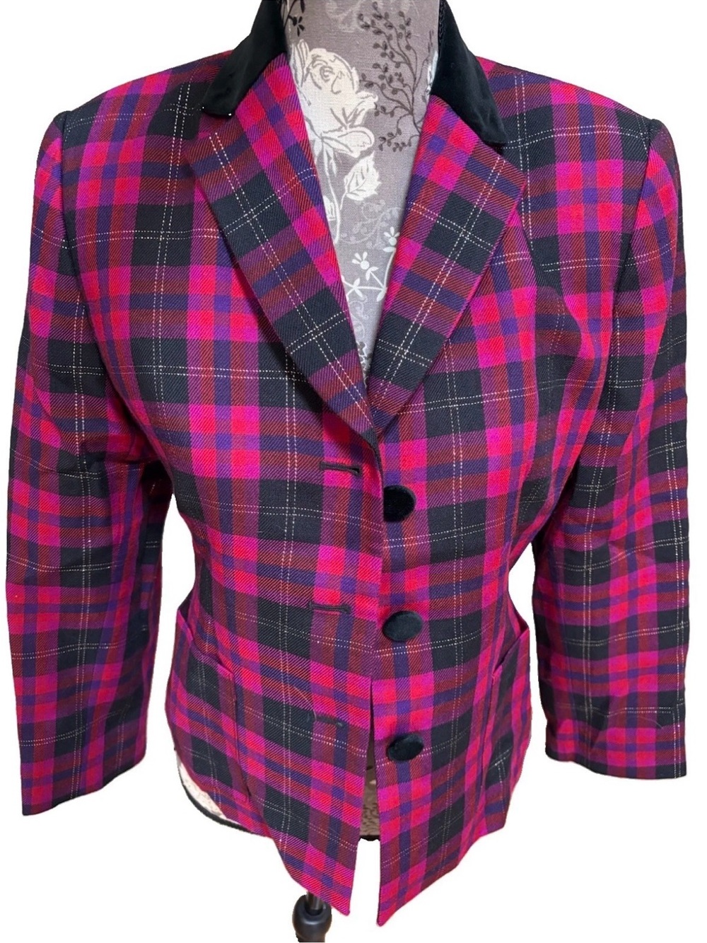 Kasper & Company ASL Blazer Women’s Multicolored Plaid Wool Lined Vintage Size 4